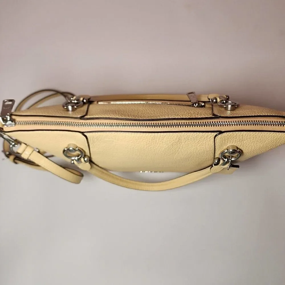 NWT COACH C6229 Kacey Satchel Pebble Leather Shoulder Bag Silver/Vanilla
